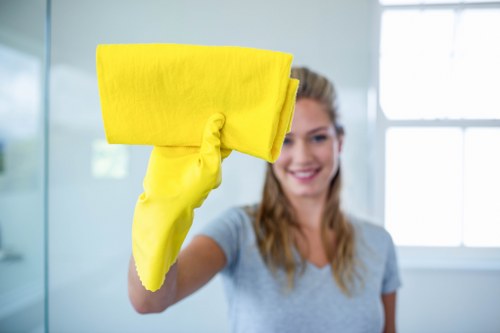 Professional carpet cleaner working carefully in a property