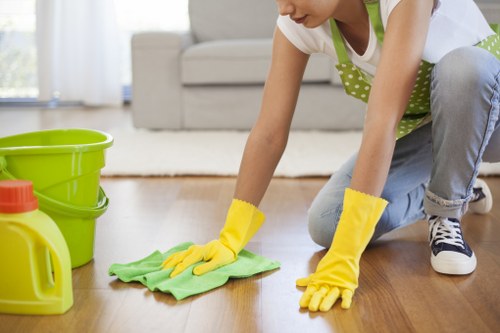 Cleaning process on a carpeted floor in a home